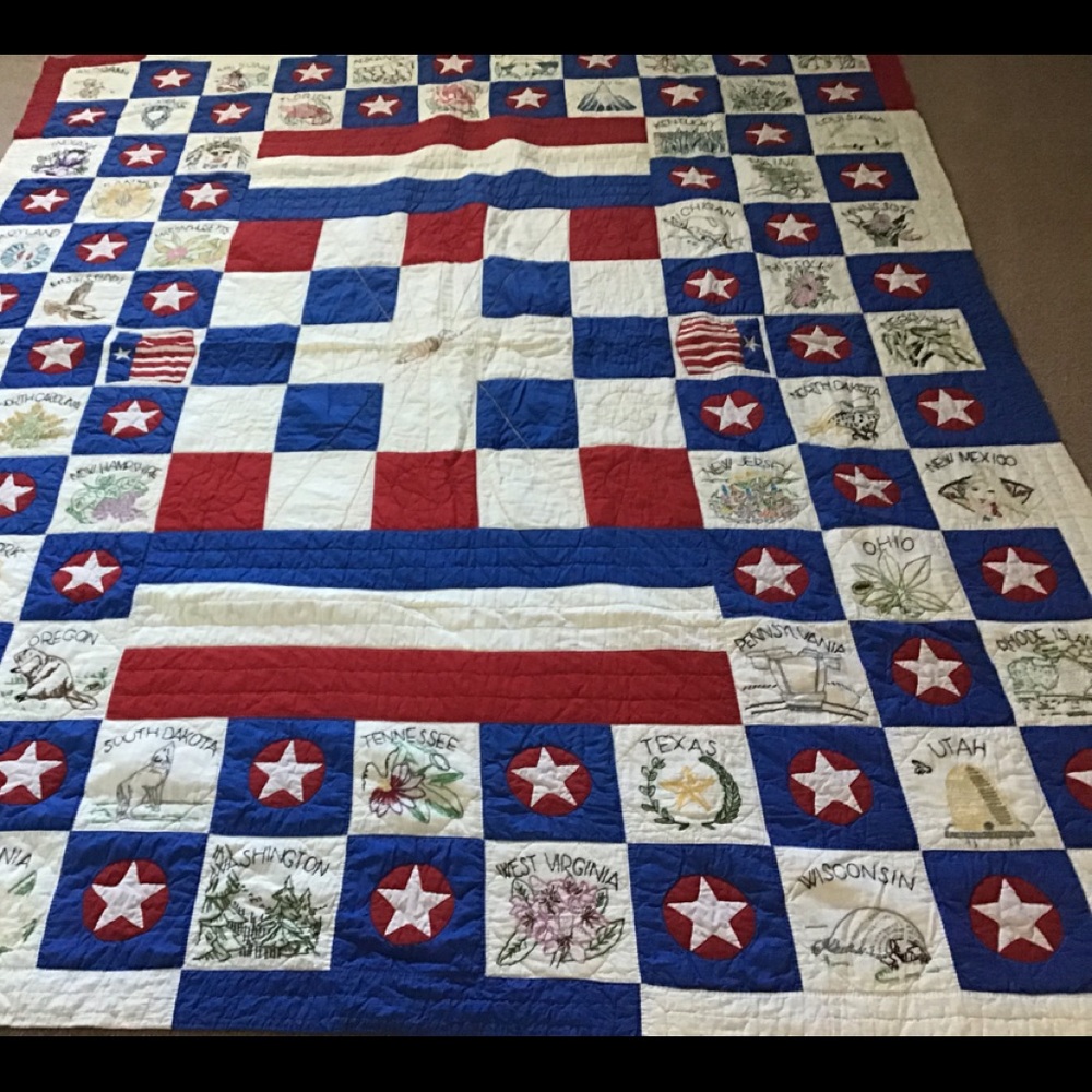 Hand made American states quilt